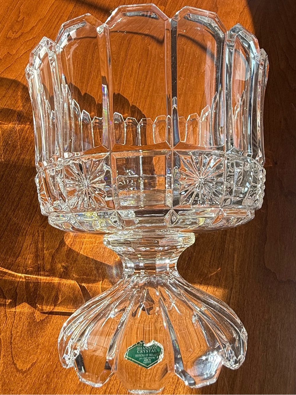 Vintage Shannon Crystal by Godinger Pedestal Bowl - 24% Lead Crystal